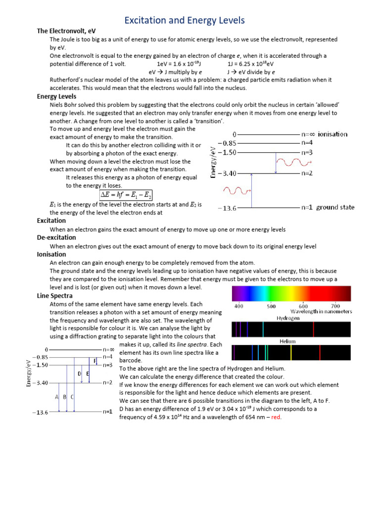 Energy Levels and Excitation in Atoms | PDF | Electronvolt | Energy Level