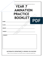 Year 7 Term 1 Examination Practice Booklet
