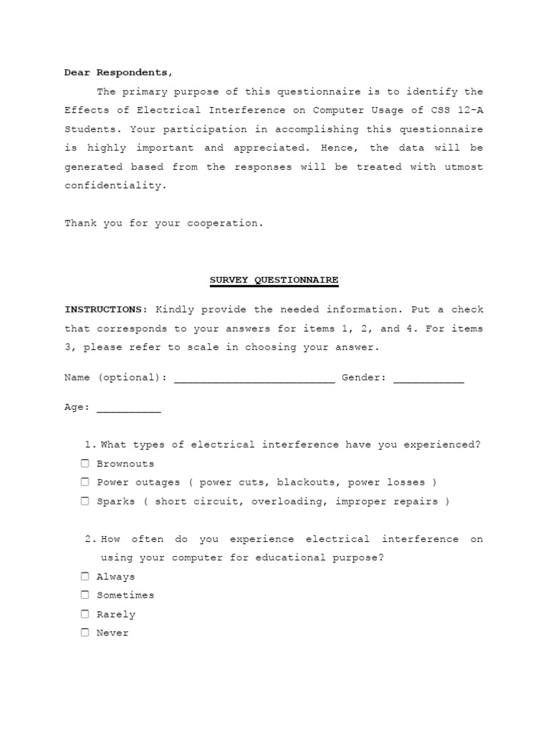 Effects of Electrical Interference on CSS Students | PDF | Science ...