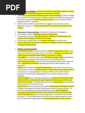 Anti money laundering notes