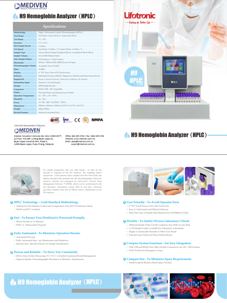 H9 Hemoglobin Analyzer Brochure | PDF | High Performance Liquid ...