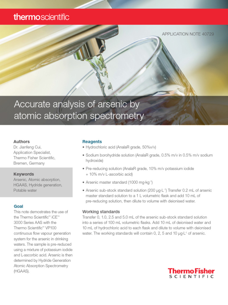 Accurate Analysis of Arsenic by Atomic Absorption Spectrometry PDF Atomic Absorption