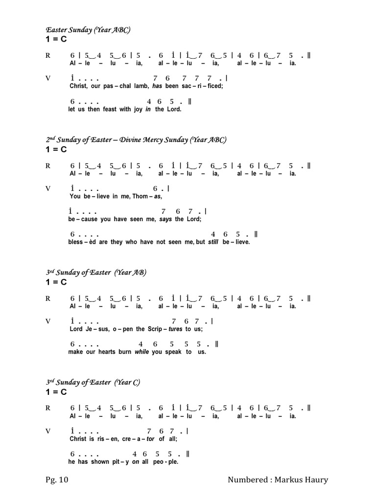 Easter Sunday Gospel Music Notation | PDF