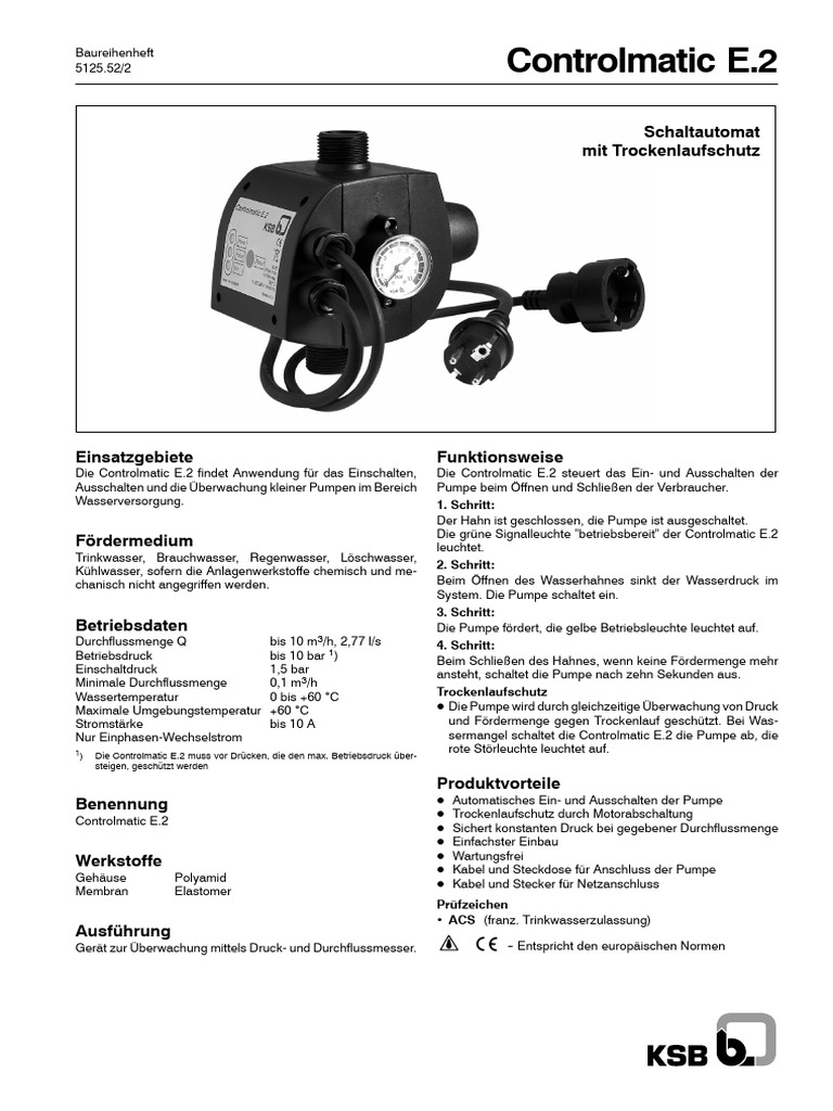 Controlmatic E2 | PDF