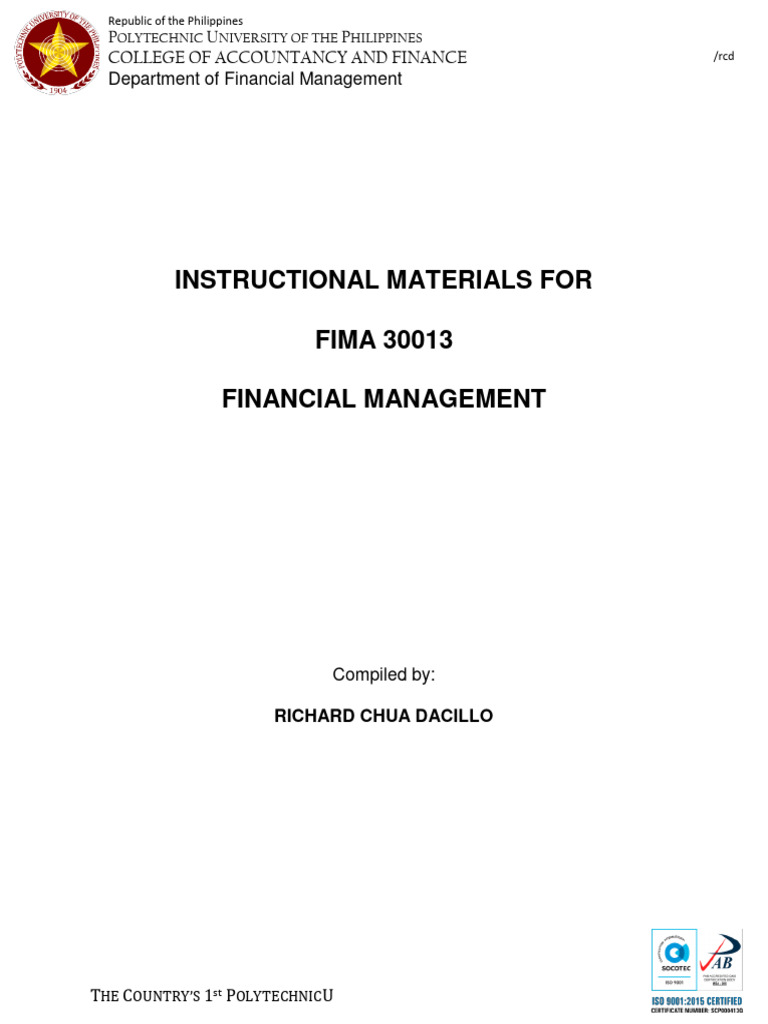 Financial Management Course Overview | PDF | Financial Markets | Income ...