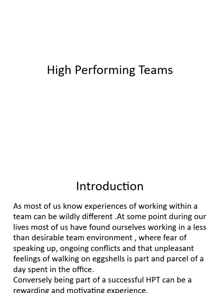 Building High Performance Teams | PDF | Leadership | Communication