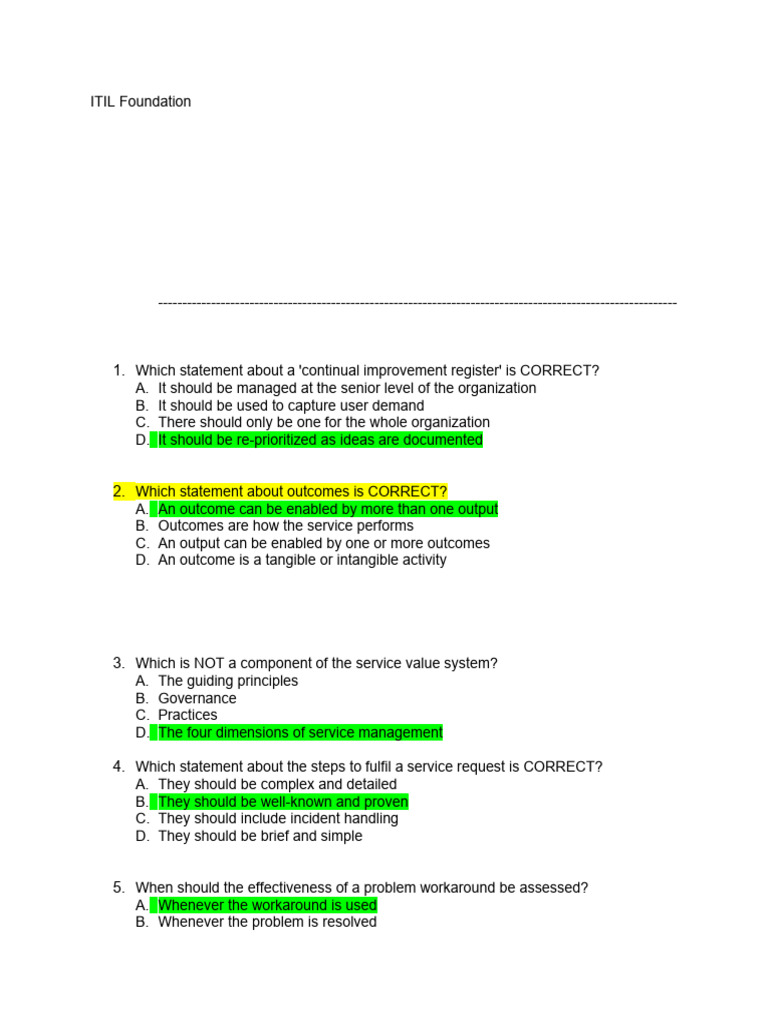 ITIL 4 F Question Bank Edited PDF It Service Management Information