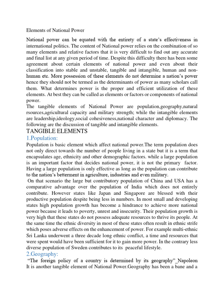 Elements of National Power Explained | PDF | Leadership