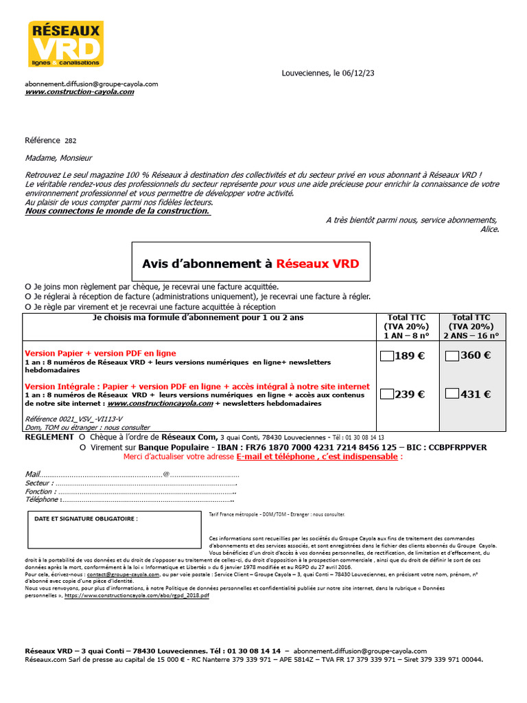 Abonnement au magazine Réseaux VRD | PDF | Informatique