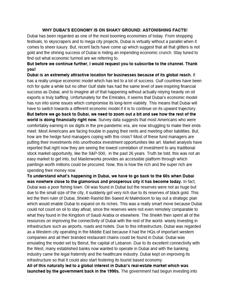 Dubai's Economic Challenges Ahead | PDF | Dubai | United Arab Emirates