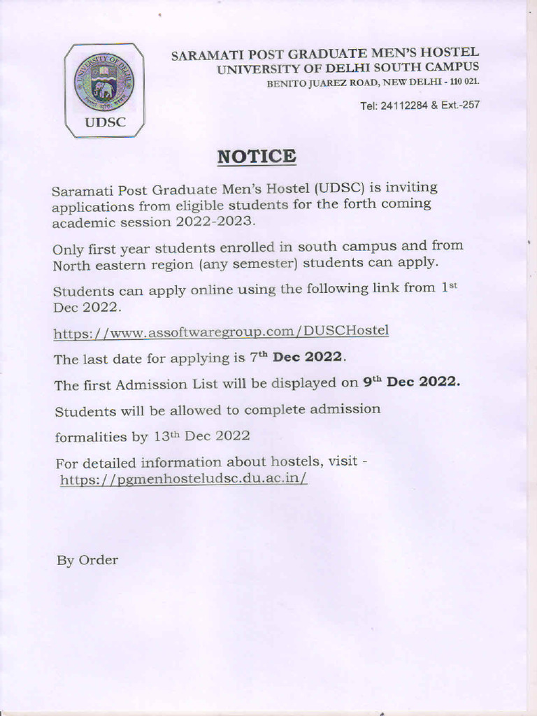 Admission Notice | PDF