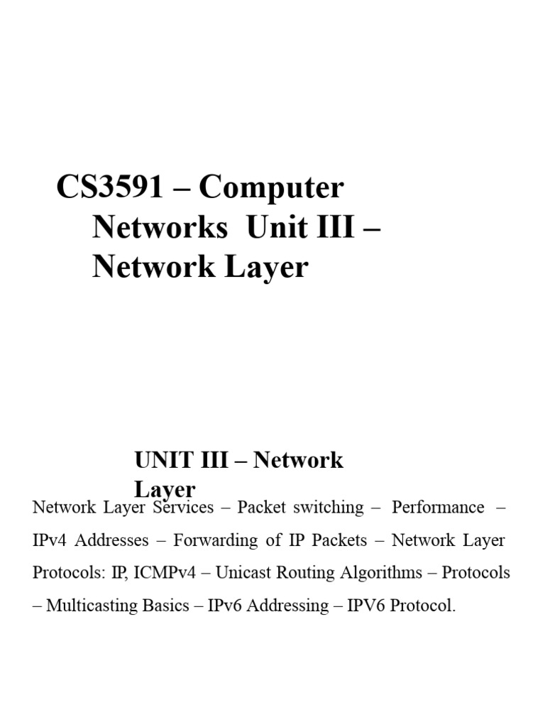 Network Layer Fundamentals and Protocols | PDF | Internet Protocols ...