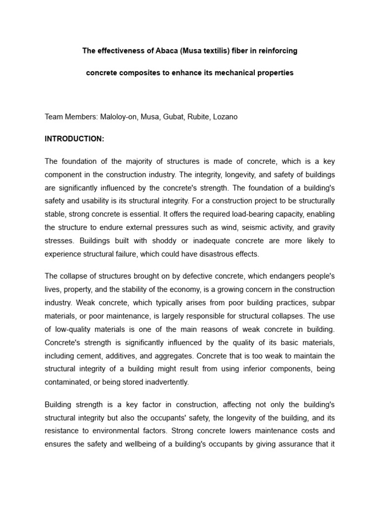 Duhat Abaca Fiber Research Paper PDF Concrete Reinforced Concrete
