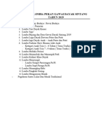 Daftar Lomba Pekan Gawai Dayak Sintang Tahun 2019