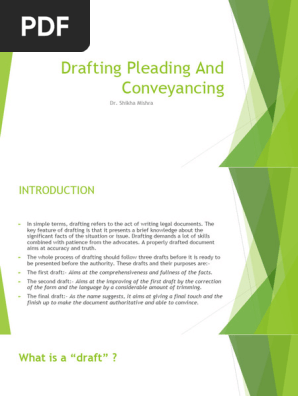 Drafting Pleading And Conveyancing