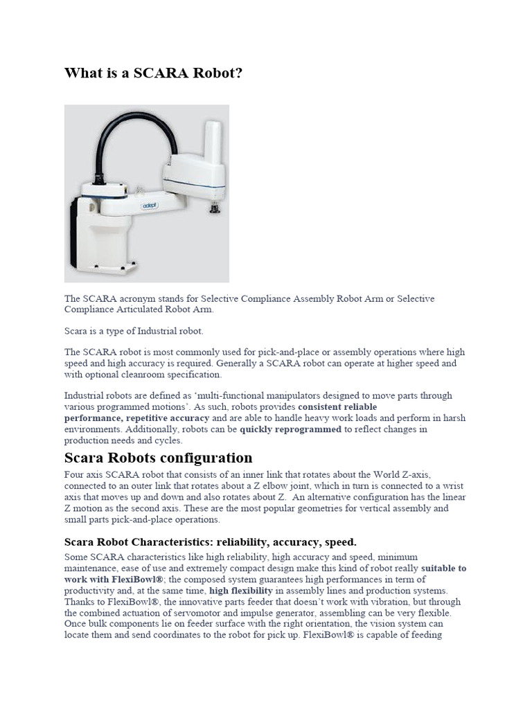 What Is A Scara Robot Pdf Robot Robotics