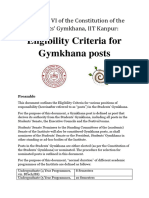 Appendix VI of The Constitution of The Students Gymkhana Eligibility Criteria