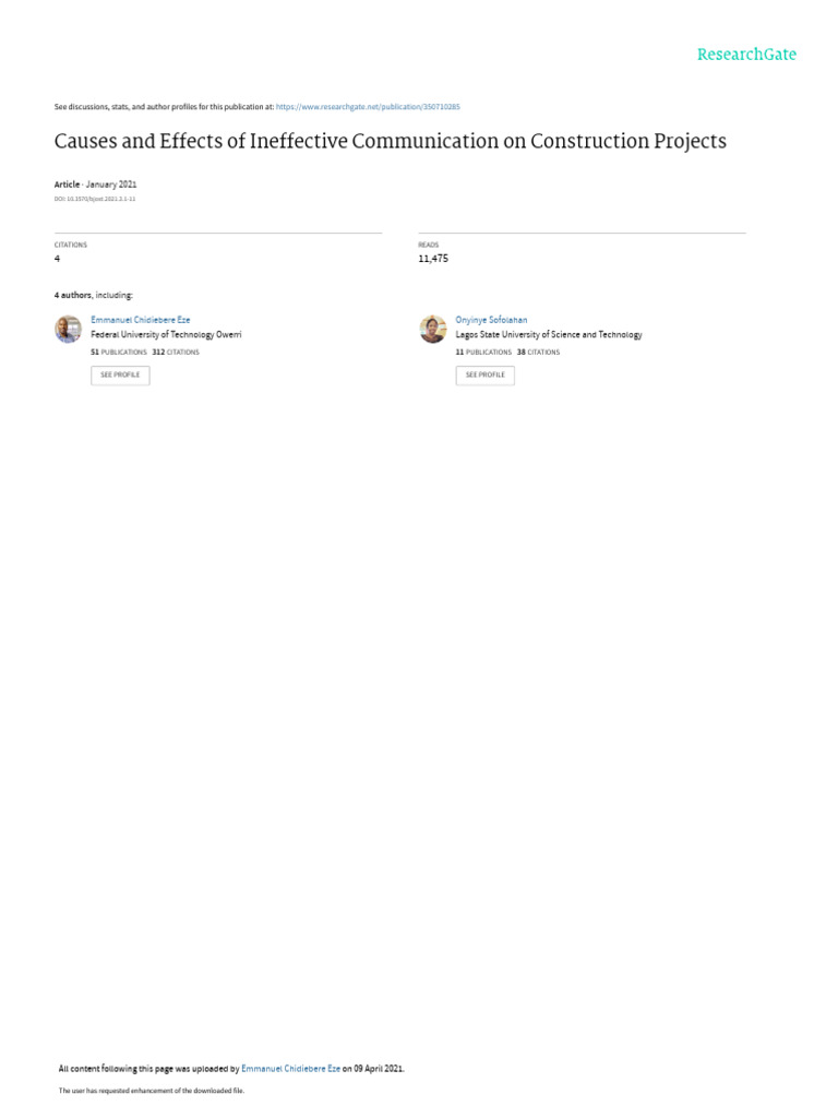 Ineffective Communication in Construction Projects | PDF ...