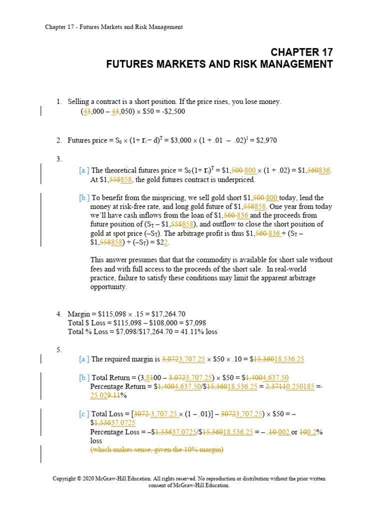 Bodie Essentials of Investments 12e Ch17 SM CK | PDF | Futures Contract ...