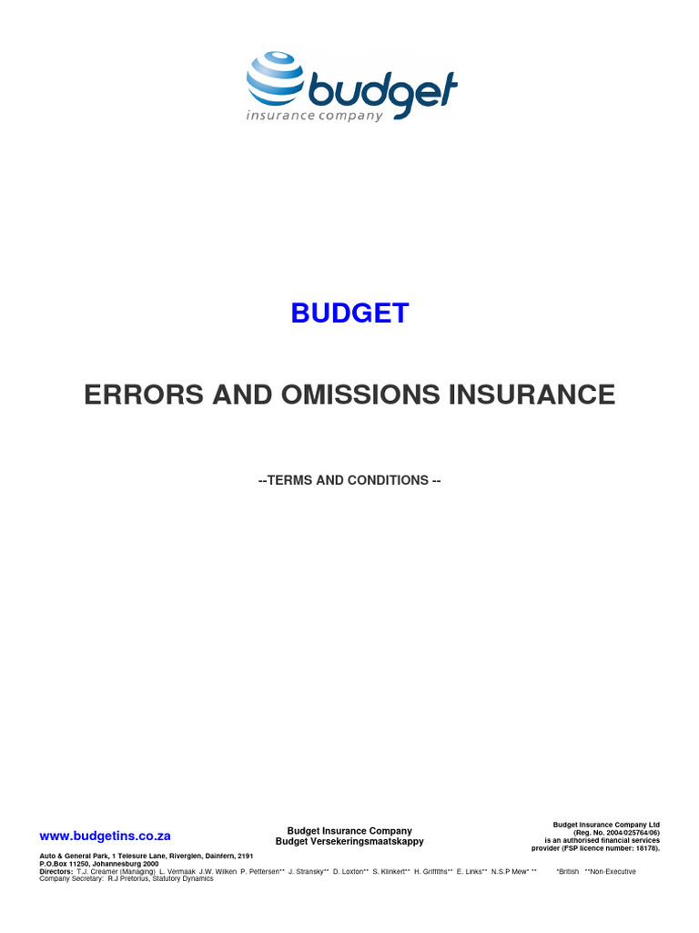 Errors and Omissions Insurance Policy | PDF | Indemnity | Liability ...