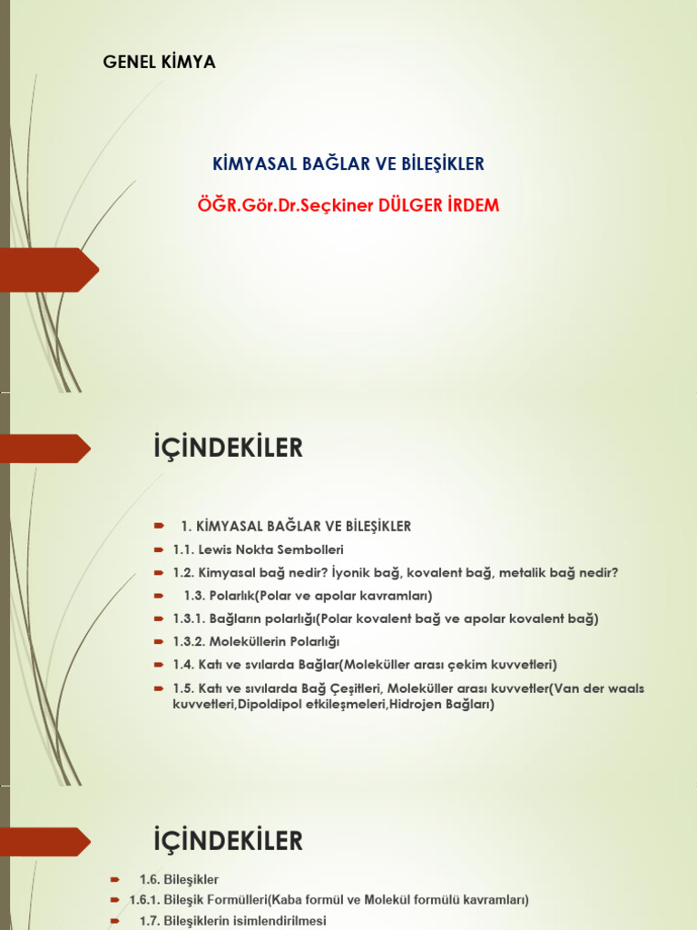 Kimyasal Bağlar-5.hafta | PDF