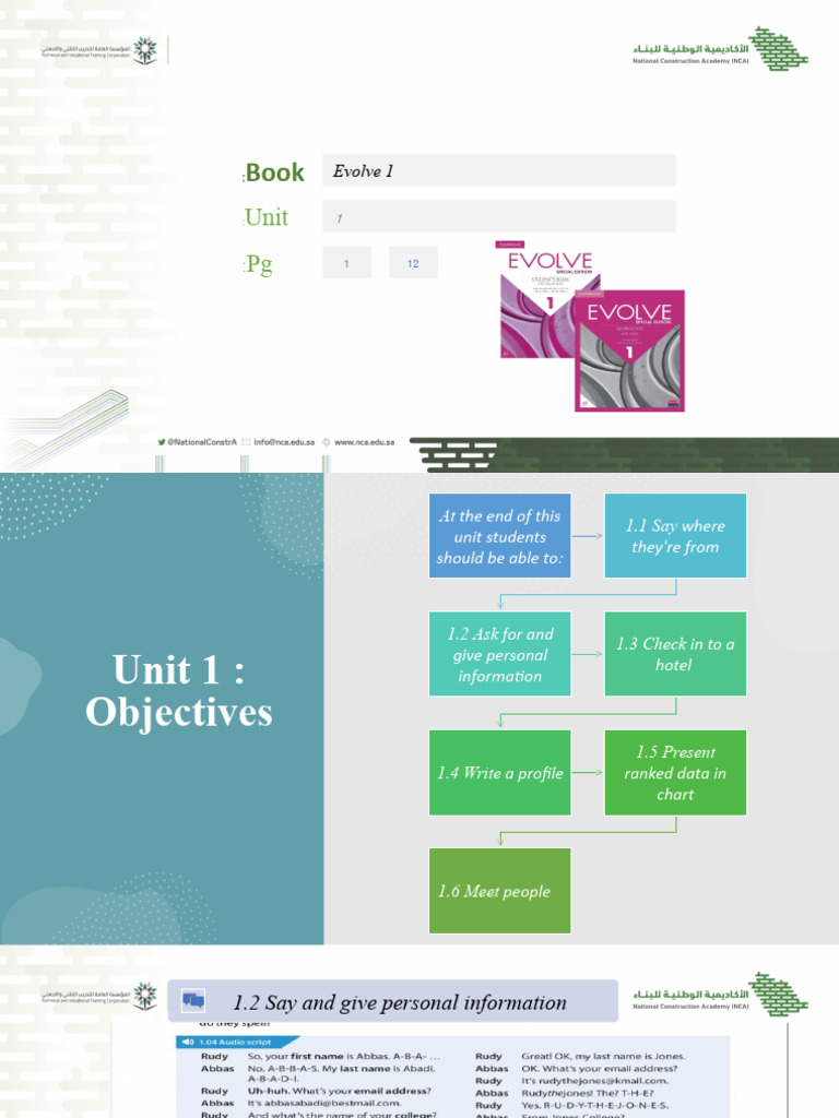 Evolve 1 Unit 1: Personal Info & Grammar | PDF | Linguistics | Human ...