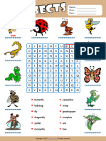Insects Esl Vocabulary Word Search Worksheet For Kids
