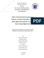 Effects of Parental Encouragement On Students Academic Performance Among Junior High School Students at Sapang Palay National High School