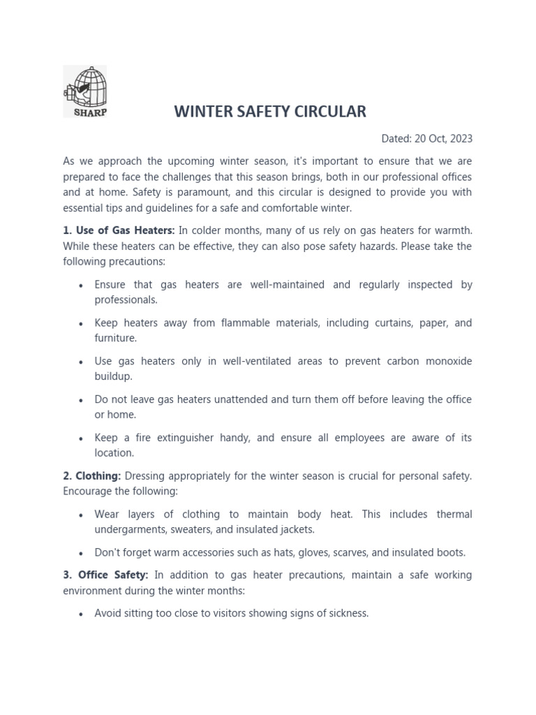 Winter Safety Guidelines for Offices | PDF | Clothing