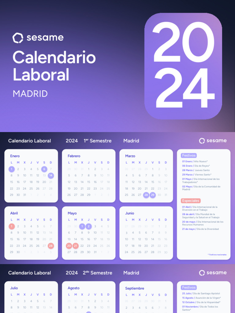 Madrid Calendario Laboral 2024 | PDF | Calendario