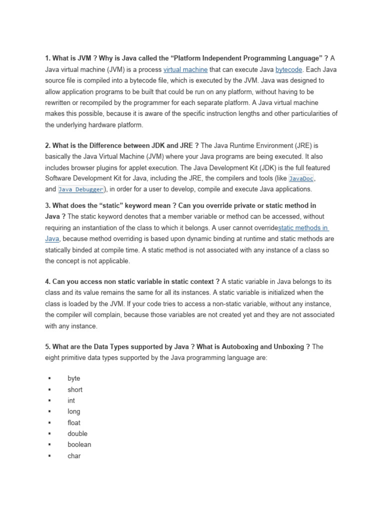 Important Java Programming Ques Asked