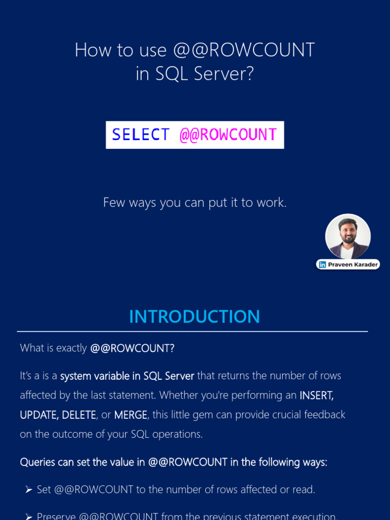 Rowcount in sql server pdf microsoft sql server computing