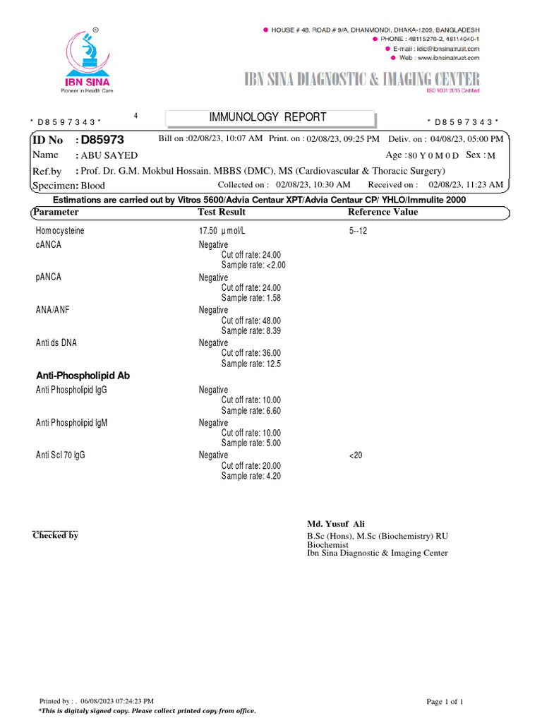 Immunology Report D85973: Id No | PDF | Clinical Medicine | Medical ...