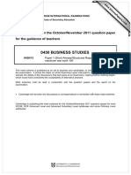 0450 Business Studies: MARK SCHEME For The October/November 2011 Question Paper For The Guidance of Teachers