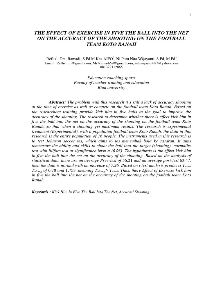 Pengaruh latihan menendang lima bola ke pdf science statistics
