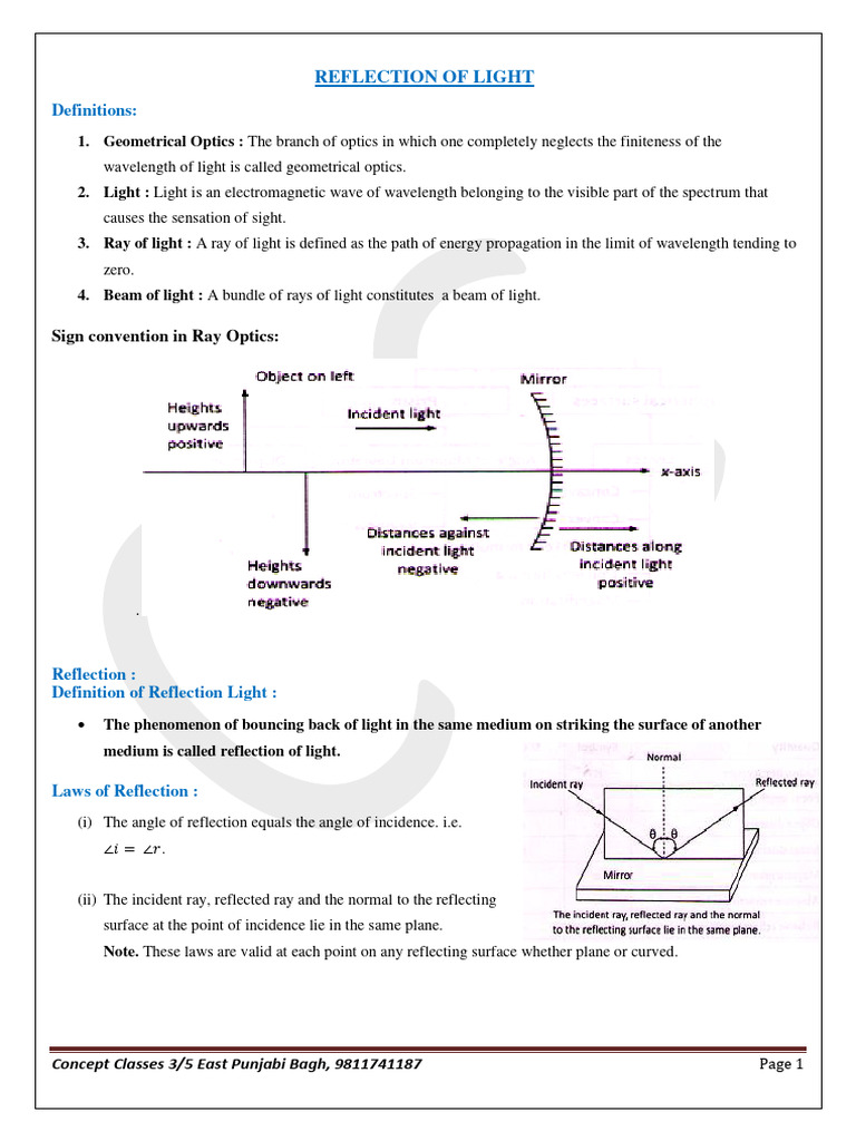Reflection of Light 1-12 | PDF | Mirror | Reflection (Physics)
