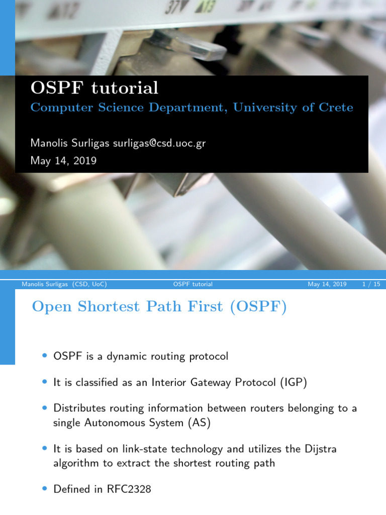 OSPF Tutorial Overview and Commands | PDF | Routing | Computer Science