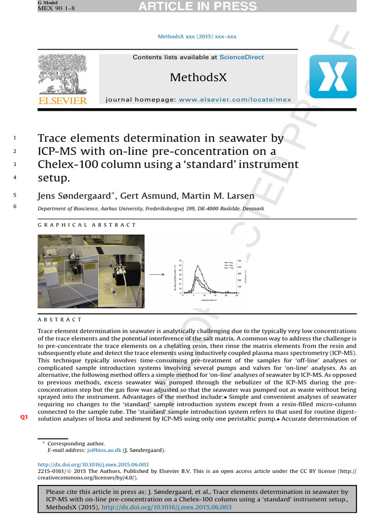 Trace Elements Determination in Seawater PDF Materials Analytical Chemistry