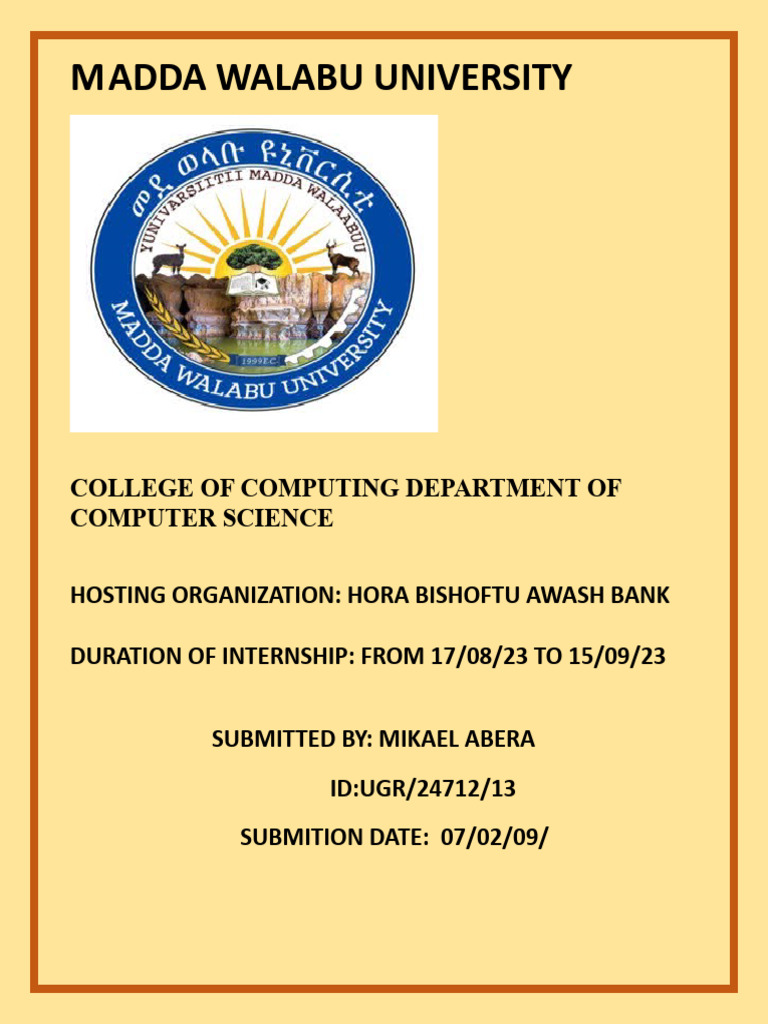Internship Report: Awash Bank Experience | PDF | Electrical Connector ...