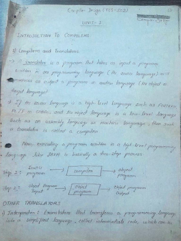 Compiler Design - Unit 1 | PDF