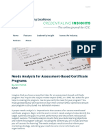 Needs Analysis For Assessment-Based Certificate Programs