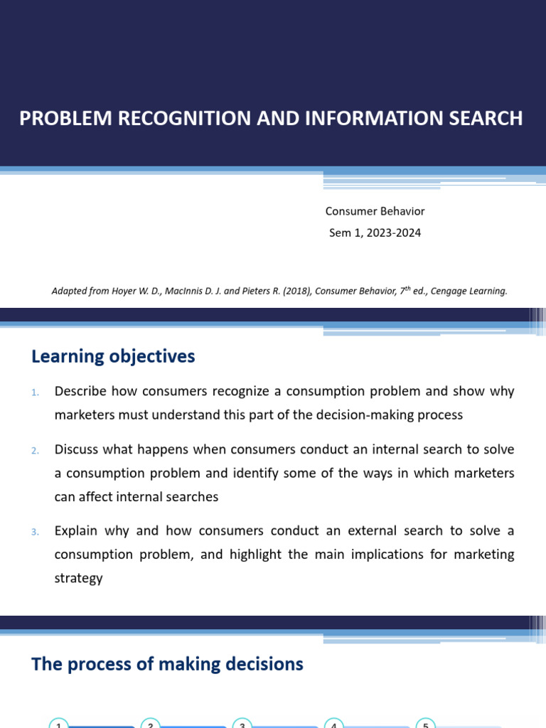 (CB) L5 - Problem Recognition and Information Search | PDF | Consumer ...