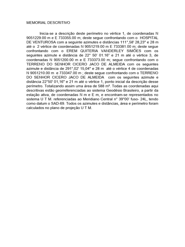 Memorial Descritivo Modelo | PDF