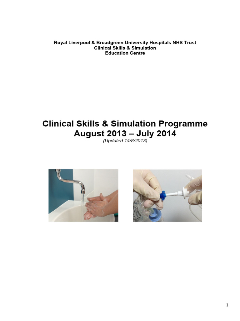 Clinical Skills and Simulation Programme Aug2013 July2014 Updated | PDF ...