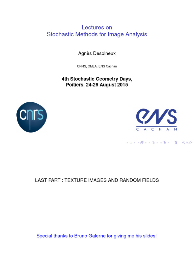 Lectures On Stochastic Methods For Image Analysis | PDF | Fast Fourier ...