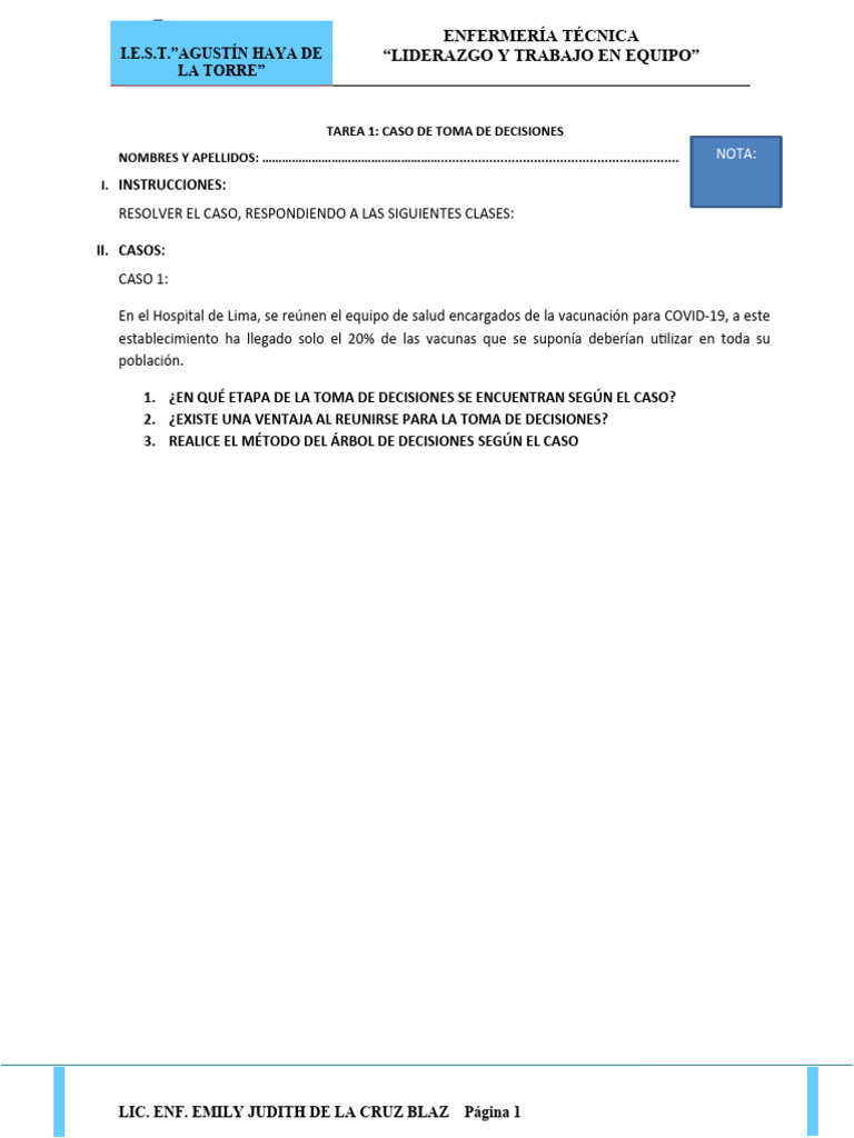 Tarea 1 casos de toma de decisiones pdf