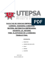 Elasticidad de La Demanda Matematica Empresarial