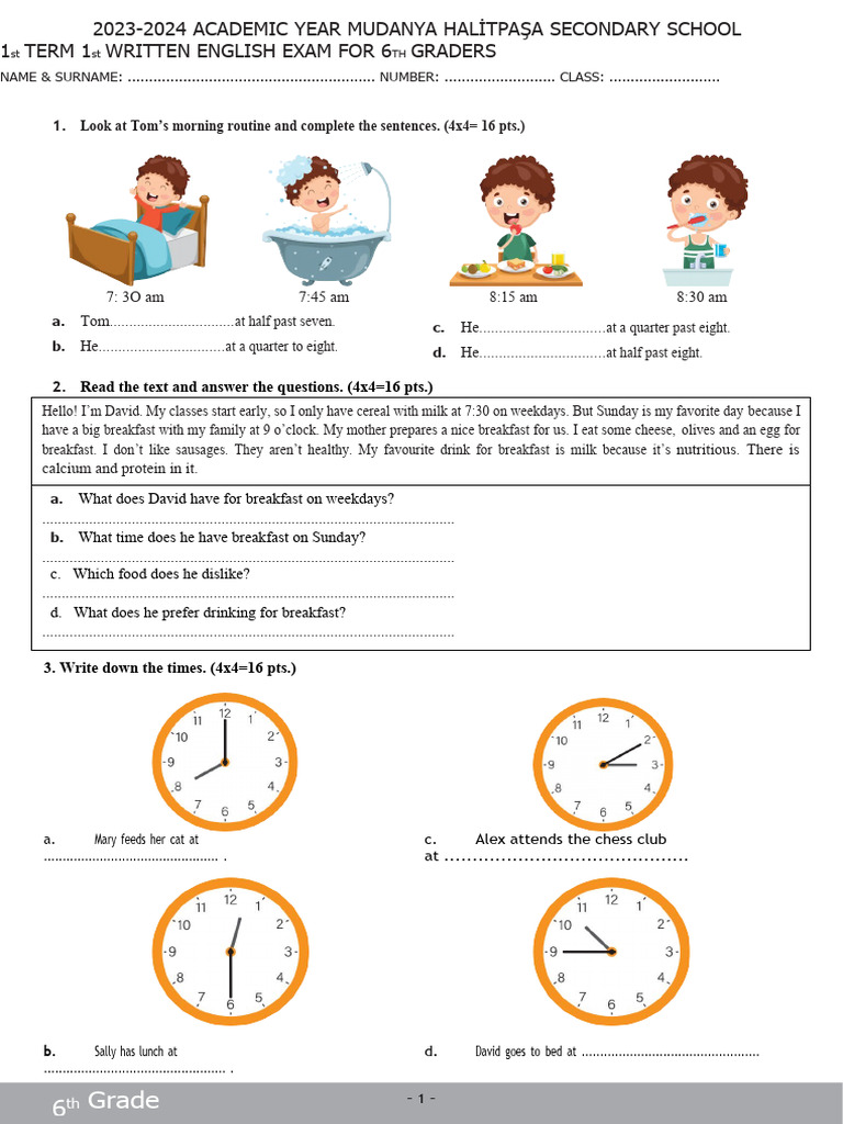 6.1.1 Exam | PDF | Western Cuisine | Food And Drink Preparation