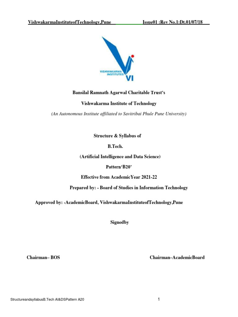 B.Tech AI & Data Science Syllabus 2021-22 | PDF | Internet Of Things ...