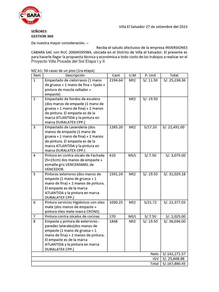 Propuesta Técnica y Económica para Proyecto de Viviendas | PDF